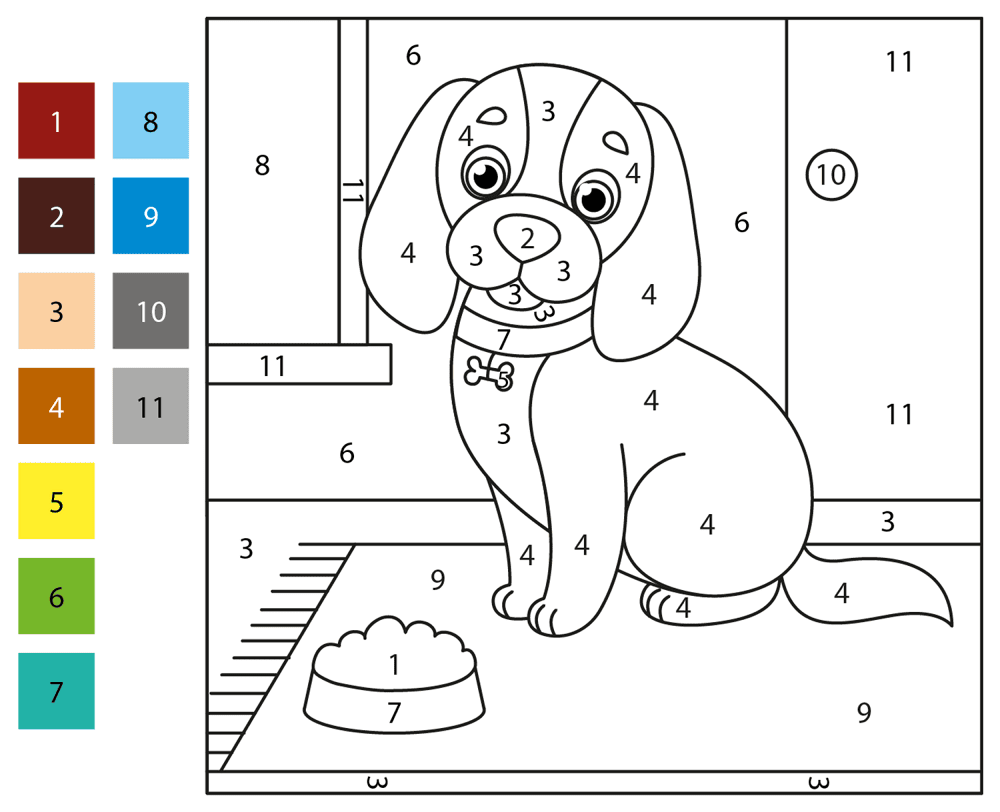 Spaniel Color By Number Coloring Page Md Coloring Page — Free Printable — free printable coloring page